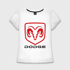 Женская футболка хлопок Slim с принтом Dodge в Тюмени,  |  | dodge | авто2012 | додж | логотип dodge | логотип додж | символика dodge | символики додж