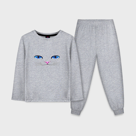 Детская пижама с лонгсливом хлопок с принтом Кошачьи глаза в Белгороде,  |  | cat | глаза | глаза кошки | кот | котенок | котэ | кошак | кошка | кошки