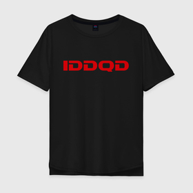 Мужская футболка хлопок Oversize с принтом IDDQD Doom в Курске, 100% хлопок | свободный крой, круглый ворот, “спинка” длиннее передней части | Тематика изображения на принте: doom | iddqd | дум | классика | читы