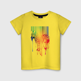 Детская футболка хлопок с принтом Color zebra в Белгороде, 100% хлопок | круглый вырез горловины, полуприлегающий силуэт, длина до линии бедер | Тематика изображения на принте: 