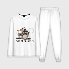 Мужская пижама с лонгсливом хлопок с принтом Drummer ,  |  | drummer | барабанщик | барабаны | драммер | ударник | ударные