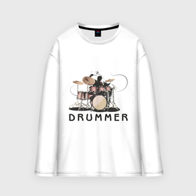 Женский лонгслив oversize хлопок с принтом Drummer в городе Новоалтайск,  |  | drummer | барабанщик | барабаны | драммер | ударник | ударные
