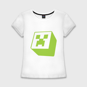 Женская футболка хлопок Slim с принтом Minecraft Creeper green в Тюмени,  |  | крипер