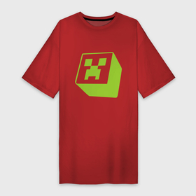 Платье-футболка хлопок с принтом Minecraft Creeper green в Тюмени,  |  | крипер
