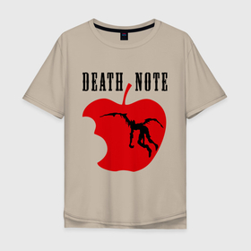 Мужская футболка хлопок Oversize с принтом Death Note. Apple , 100% хлопок | свободный крой, круглый ворот, “спинка” длиннее передней части | anime | death note | аниме | анимэ