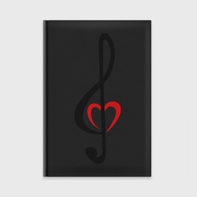 Ежедневник с принтом Скрипичный ключ сердце в Петрозаводске,  |  | Тематика изображения на принте: музыка | ноты | сердце | скрипичный ключ