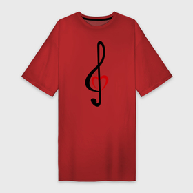 Платье-футболка хлопок с принтом Скрипичный ключ сердце в Петрозаводске,  |  | музыка | ноты | сердце | скрипичный ключ