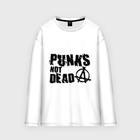 Мужской лонгслив oversize хлопок с принтом Punks not dead 2 ,  |  | punks | анархия | панк | панк не умрет | стиль панк