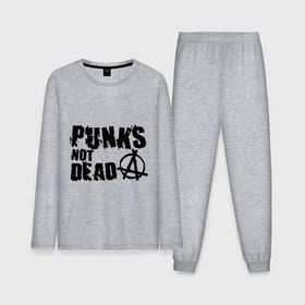 Мужская пижама с лонгсливом хлопок с принтом Punks not dead 2 ,  |  | punks | анархия | панк | панк не умрет | стиль панк