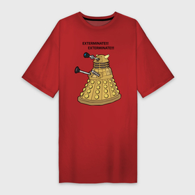Платье-футболка хлопок с принтом Далек из сериала Доктор Кто в Тюмени,  |  | doctor | doctor who | exterminate | доктор | доктор кто