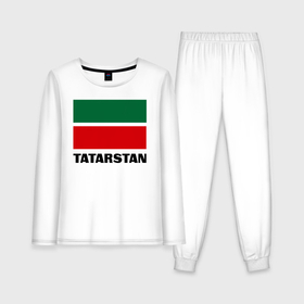 Женская пижама с лонгсливом хлопок с принтом Флаг Татарстана ,  |  | tatarstan | татарские | татарстан | татары | флаг | флаг татарстан