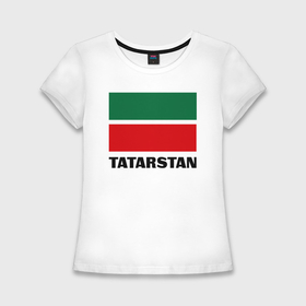 Женская футболка хлопок Slim с принтом Флаг Татарстана в Новосибирске,  |  | tatarstan | татарские | татарстан | татары | флаг | флаг татарстан