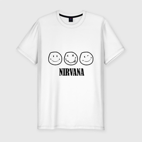 Мужская футболка премиум с принтом Nirvana(2) в Кировске, 92% хлопок, 8% лайкра | приталенный силуэт, круглый вырез ворота, длина до линии бедра, короткий рукав | nirvana | rock | нирвана | ребенок | рок | символика nirvana | символика нирвана