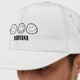 Кепка снепбек с прямым козырьком с принтом Nirvana(2) , хлопок 100% |  | nirvana | rock | нирвана | ребенок | рок | символика nirvana | символика нирвана