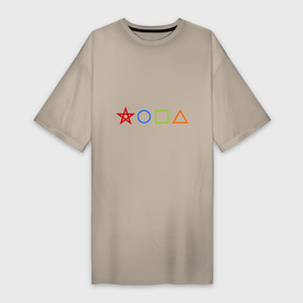 Платье-футболка хлопок с принтом Жопа геометрическая в Белгороде,  |  | геометрия | звезда | квадрат | круг | треугольник | фигуры | черчение