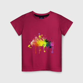 Светящаяся детская футболка с принтом Супер клякса в Тюмени,  |  | Тематика изображения на принте: брызги красок | клякса | краски