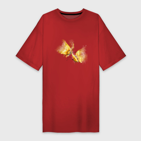 Платье-футболка хлопок с принтом Золотые бабочки ,  |  | бабочки | девушкам | для девушек | животные | насекомые