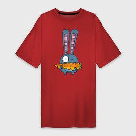 Платье-футболка хлопок с принтом Заяц с морковкой в Санкт-Петербурге,  |  | Тематика изображения на принте: животные | зайчик | заяц | заяц с морковкой | морковка