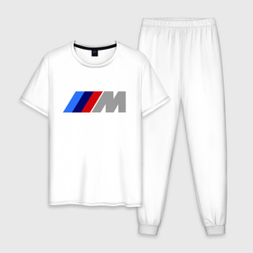 Мужская пижама хлопок с принтом BMW M , 100% хлопок | брюки и футболка прямого кроя, без карманов, на брюках мягкая резинка на поясе и по низу штанин
 | bmw | joy | toplanding | авто | автобренды | бмв | бэха | логотип бмв