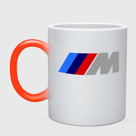 Кружка хамелеон с принтом BMW M в Петрозаводске, керамика | меняет цвет при нагревании, емкость 330 мл | Тематика изображения на принте: bmw | joy | toplanding | авто | автобренды | бмв | бэха | логотип бмв