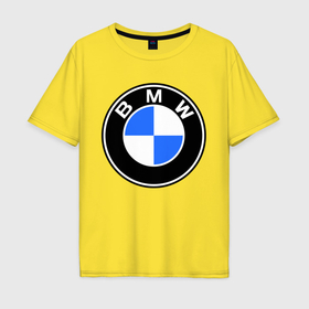 Мужская футболка хлопок Oversize с принтом Logo BMW , 100% хлопок | свободный крой, круглый ворот, “спинка” длиннее передней части | автобренды | автомобильные | бмв | лого | машина | тачка