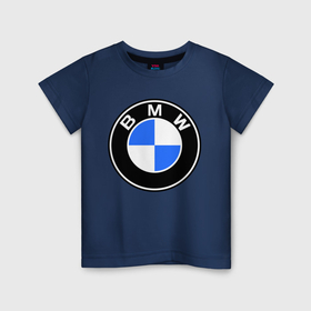 Детская футболка хлопок с принтом Logo BMW , 100% хлопок | круглый вырез горловины, полуприлегающий силуэт, длина до линии бедер | автобренды | автомобильные | бмв | лого | машина | тачка