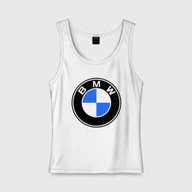 Женская майка хлопок с принтом Logo BMW , 95% хлопок, 5% эластан |  | автобренды | автомобильные | бмв | лого | машина | тачка