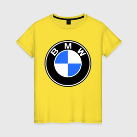 Женская футболка хлопок с принтом Logo BMW в Новосибирске, 100% хлопок | прямой крой, круглый вырез горловины, длина до линии бедер, слегка спущенное плечо | автобренды | автомобильные | бмв | лого | машина | тачка