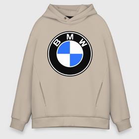 Мужское худи Oversize хлопок с принтом Logo BMW в Тюмени, френч-терри — 70% хлопок, 30% полиэстер. Мягкий теплый начес внутри —100% хлопок | боковые карманы, эластичные манжеты и нижняя кромка, капюшон на магнитной кнопке | автобренды | автомобильные | бмв | лого | машина | тачка