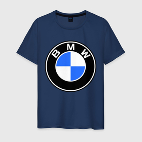Мужская футболка хлопок с принтом Logo BMW в Кировске, 100% хлопок | прямой крой, круглый вырез горловины, длина до линии бедер, слегка спущенное плечо. | автобренды | автомобильные | бмв | лого | машина | тачка