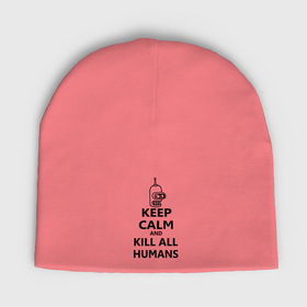 Мужская шапка демисезонная с принтом Keep calm and kill all humans ,  |  | Тематика изображения на принте: bender | keep calm | keep calm and kill all humans | бендер