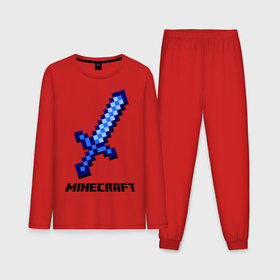 Мужская пижама с лонгсливом хлопок с принтом Меч Minecraft в Петрозаводске,  |  | boom | minecraft | игры | компьютерные игры | майнкрафт