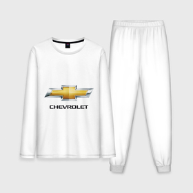 Мужская пижама с лонгсливом хлопок с принтом Chevrolet логотип в Тюмени,  |  | Тематика изображения на принте: chevrole | chevrolet | logo chevrolet | логотип chevrole | логотип шевроле | шевроле