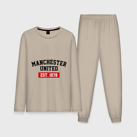 Мужская пижама с лонгсливом хлопок с принтом FC Manchester United Est. 1878 ,  |  | Тематика изображения на принте: fc manchester united | manchester united | манчестер юнайтед
