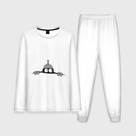Мужская пижама с лонгсливом хлопок с принтом Bender из под футболки в Курске,  |  | Тематика изображения на принте: bender | futurama | бендер | фатурама | футурама