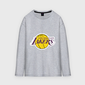 Мужской лонгслив oversize хлопок с принтом LA Lakers ,  |  | basketball | lakers | media | nba | toplanding | баскетболл | лейкерс | лого баскетбольных клубов | лос анджелес | нба