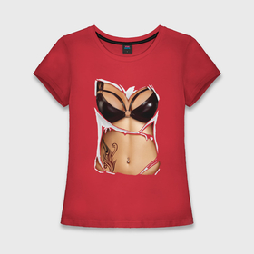 Женская футболка хлопок Slim с принтом Кожаный бюст в Новосибирске,  |  | body | woman body | голое тело | женское тело | подарок жене | тело