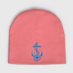 Мужская шапка демисезонная с принтом Blue anchor в Тюмени,  |  | Тематика изображения на принте: море | моряк | цепь | якорь