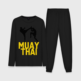 Мужская пижама с лонгсливом хлопок с принтом Муай тай Muay Thai ,  |  | Тематика изображения на принте: бойцы | бокс | боксеры | спортивные | тайский бокс