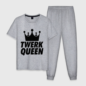 Мужская пижама хлопок с принтом Twerk Queen , 100% хлопок | брюки и футболка прямого кроя, без карманов, на брюках мягкая резинка на поясе и по низу штанин
 | swag style | королева | корона | одежда сваг | сваг | сваг стиль | свег | свог | свэг
