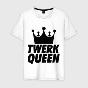 Мужская футболка хлопок с принтом Twerk Queen , 100% хлопок | прямой крой, круглый вырез горловины, длина до линии бедер, слегка спущенное плечо. | swag style | королева | корона | одежда сваг | сваг | сваг стиль | свег | свог | свэг