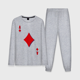 Мужская пижама с лонгсливом хлопок с принтом Бубновый туз ,  |  | Тематика изображения на принте: буби | игральные карты | карты | покер | туз