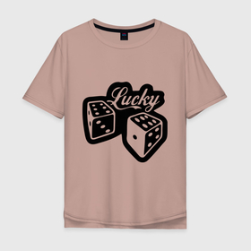 Мужская футболка хлопок Oversize с принтом Lucky в городе Новоалтайск, 100% хлопок | свободный крой, круглый ворот, “спинка” длиннее передней части | Тематика изображения на принте: 