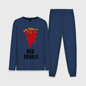 Мужская пижама с лонгсливом хлопок с принтом Red devils Manchester united ,  |  | manchester | manchester united | red devils (manchester united) | манчестер | манчестер юнайтед | спорт | футбол