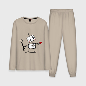 Мужская пижама с лонгсливом хлопок с принтом Роботы мальчик парная в Петрозаводске,  |  | для двоих | любовь | мальчик | парень | парные | робот мальчик | роботы мальчик (парная) | сердце