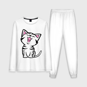 Мужская пижама с лонгсливом хлопок с принтом Милый котенок ,  |  | киса | котёнок | котик | кошки | милые | милый | милый котенок