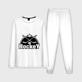 Мужская пижама с лонгсливом хлопок с принтом Hockey Хоккей ,  |  | hockey | клюшка | лед | спорт | стадион | хоккей | шайба