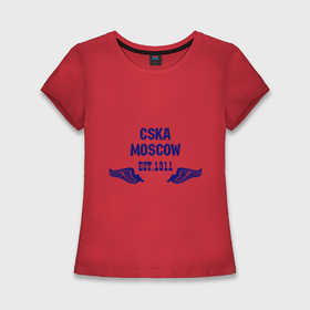 Женская футболка хлопок Slim с принтом CSKA Moscow ,  |  | цска
