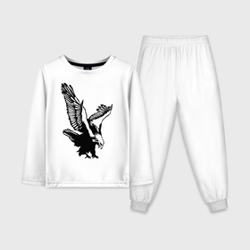 Детская пижама с лонгсливом хлопок с принтом Орлиный размах крыльев в Курске,  |  | Тематика изображения на принте: взлет | кондор | коршун | орел | полет | птица | сокол