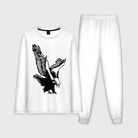 Мужская пижама с лонгсливом хлопок с принтом Орлиный размах крыльев в Санкт-Петербурге,  |  | Тематика изображения на принте: взлет | кондор | коршун | орел | полет | птица | сокол